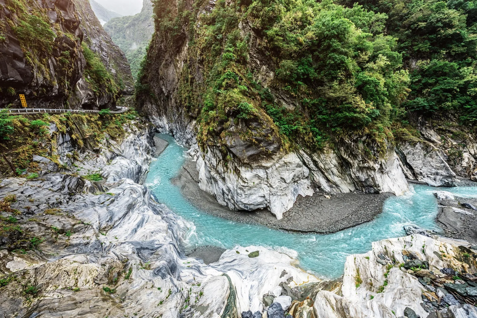 Taroko Gorge with cliffs and river